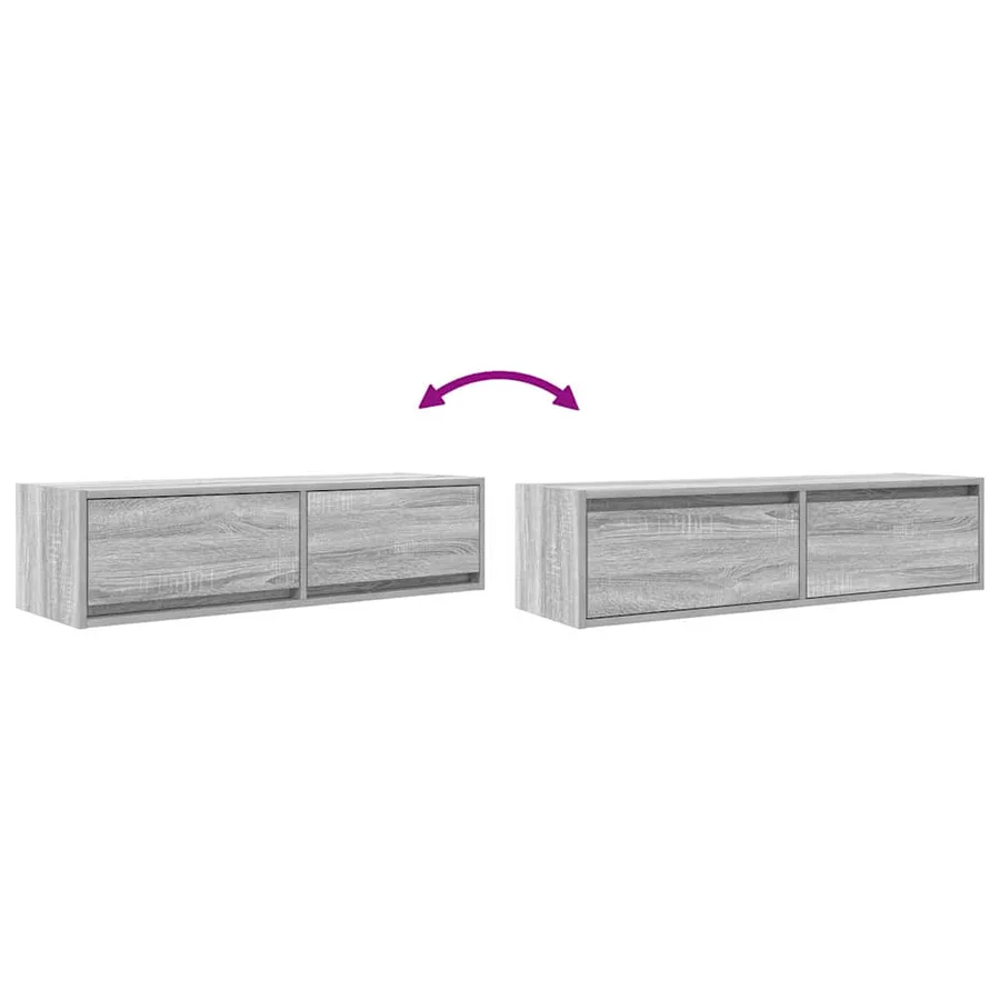 Meuble TV Sonoma gris 100 x 31 x 25,5 cm Bois d'ingénierie - 12