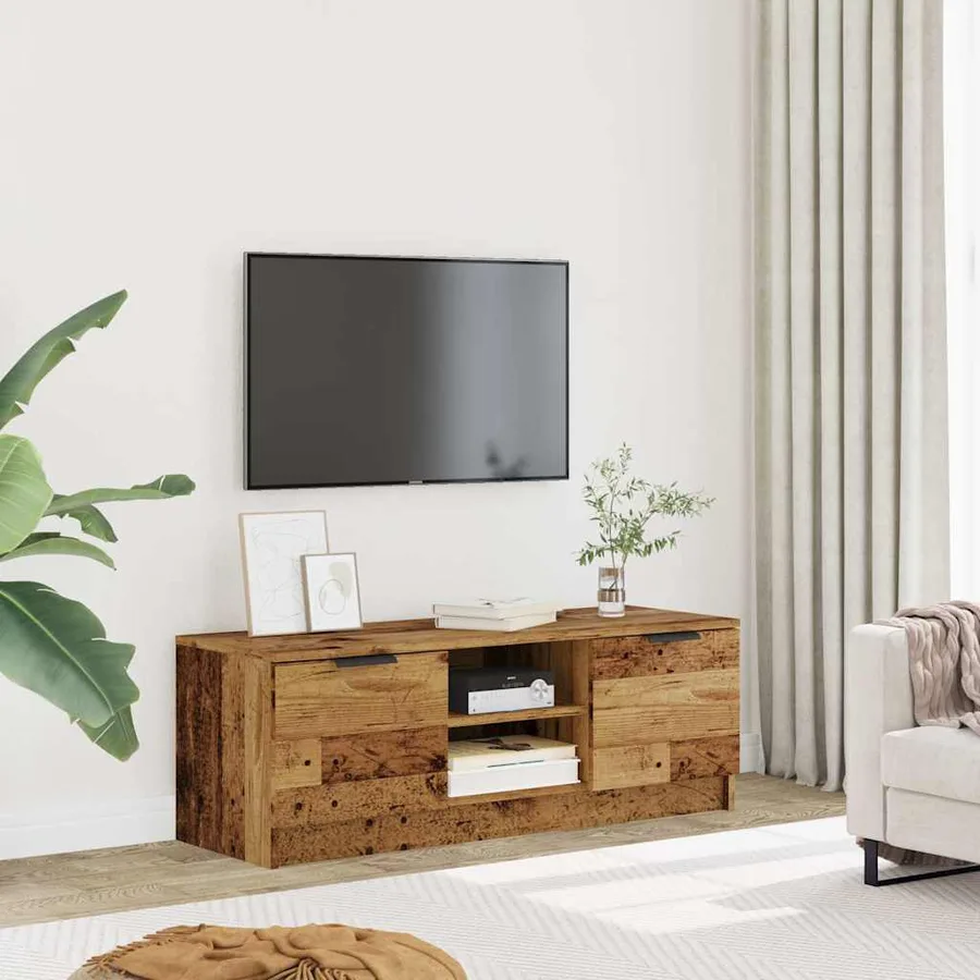 Meuble TV vieux bois 102x35x36,5 cm bois d'ingénierie - 3