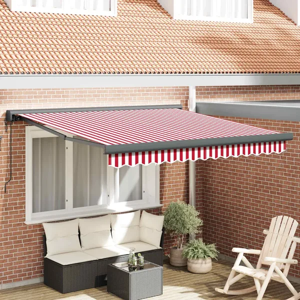 Auvent rétractable Rouge et Blanc 350 x 250 x 165 cm