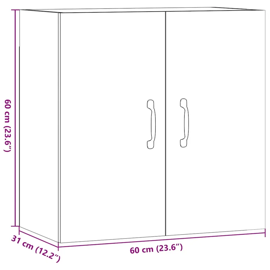 Armoire murale en chêne noir 60 x 31 x 60 cm Bois d'ingénierie - 12