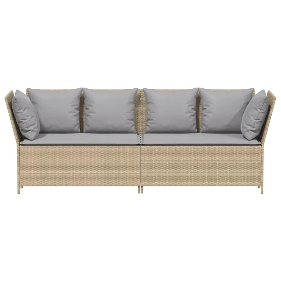 Canapé de jardin avec coussins beige résine tressée - 4
