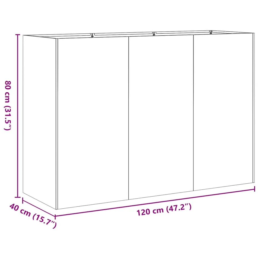 Jardinière vert olive 120x40x80 cm acier laminé à froid - 9