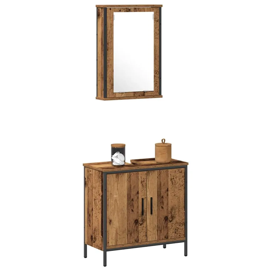 Ensemble de mobilier de salle de bain avec étagère 2 pcs Marron - 3