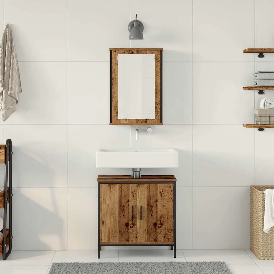Ensemble de mobilier de salle de bain avec étagère 2 pcs Marron - 4