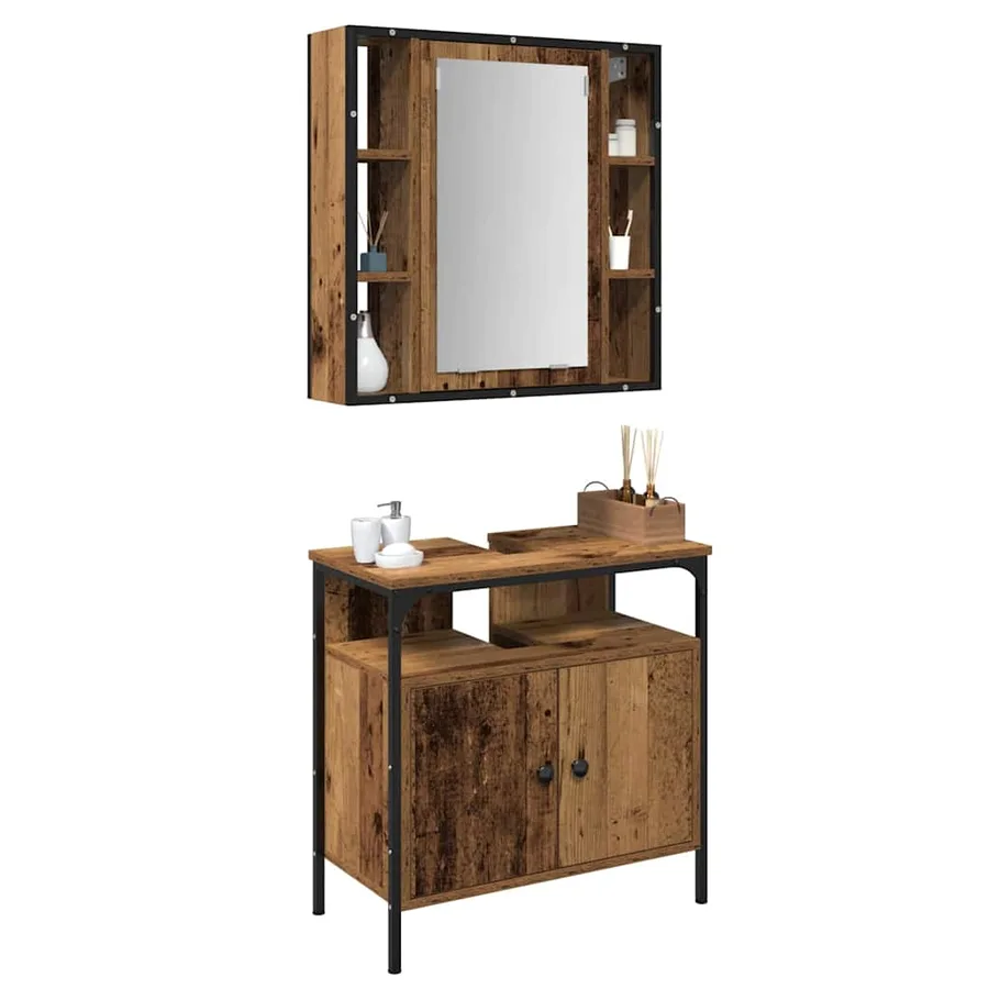 Ensemble de mobilier de salle de bain avec étagère 2 pcs Marron - 3
