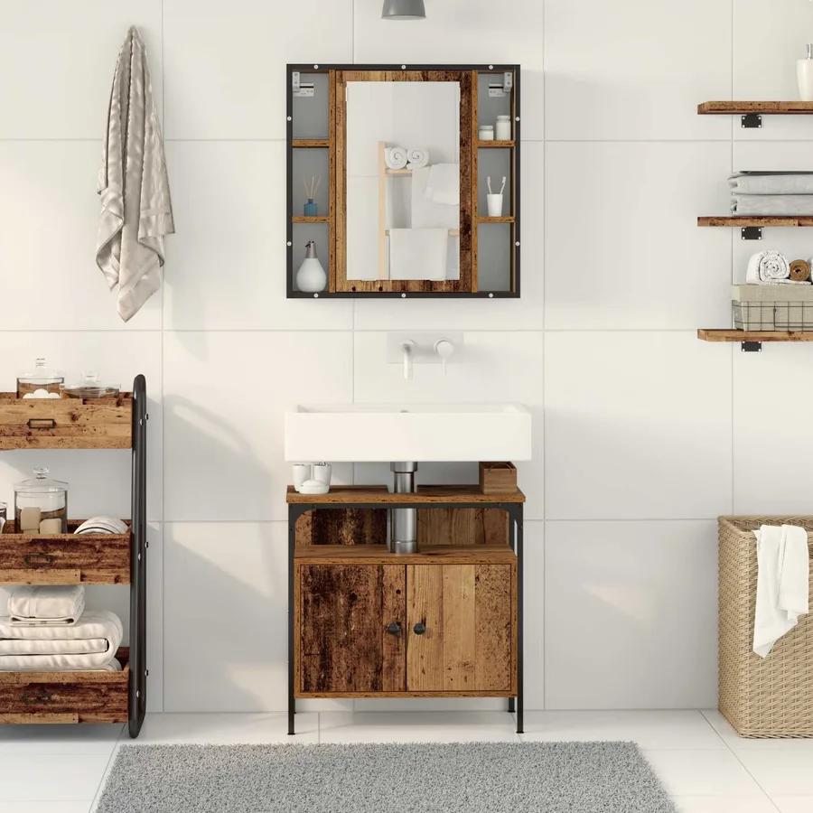 Ensemble de mobilier de salle de bain avec étagère 2 pcs Marron - 4