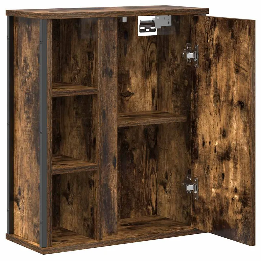 Armoire murale de salle de bain miroir chêne fumé 50x21x60 cm - 5