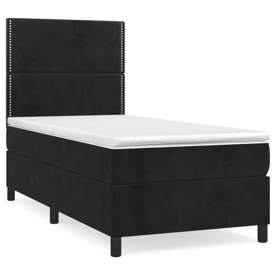Sommier à lattes de lit avec matelas Noir 90x190 cm Velours - 2
