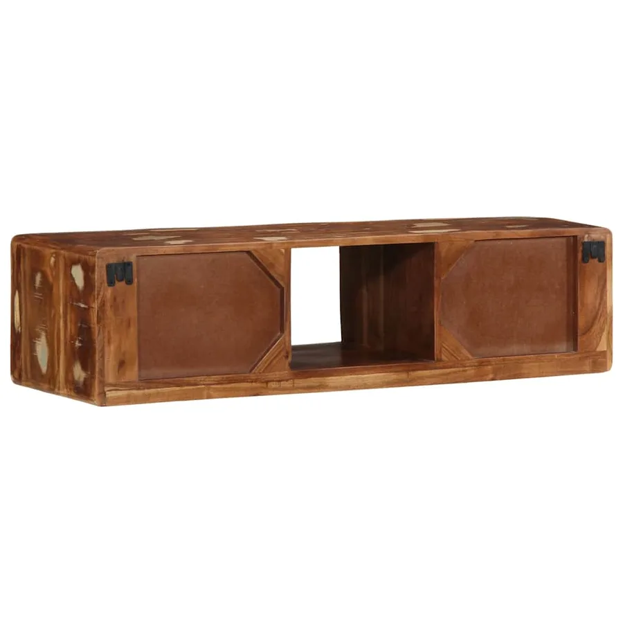 Meuble TV mural 100x32x25 cm bois massif de récupération - 4