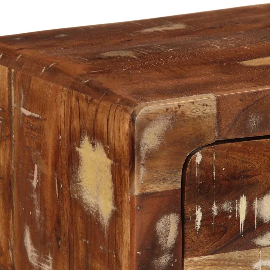 Meuble TV mural 100x32x25 cm bois massif de récupération - 5