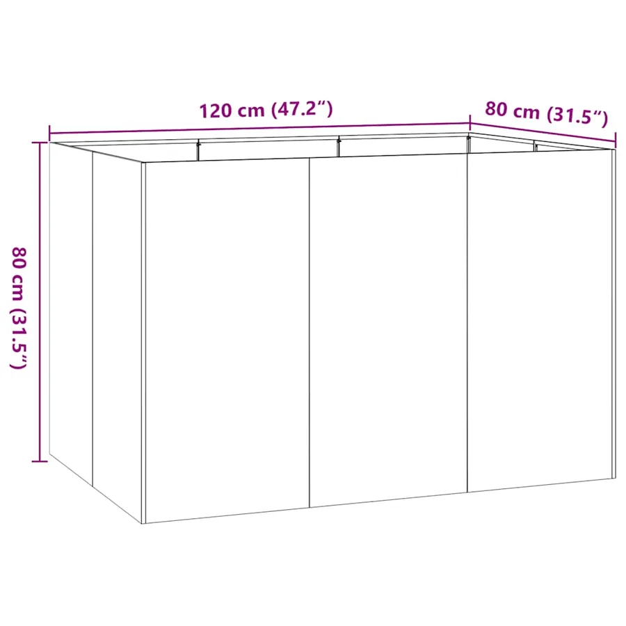 Jardinière blanc 120x80x80 cm acier - 9