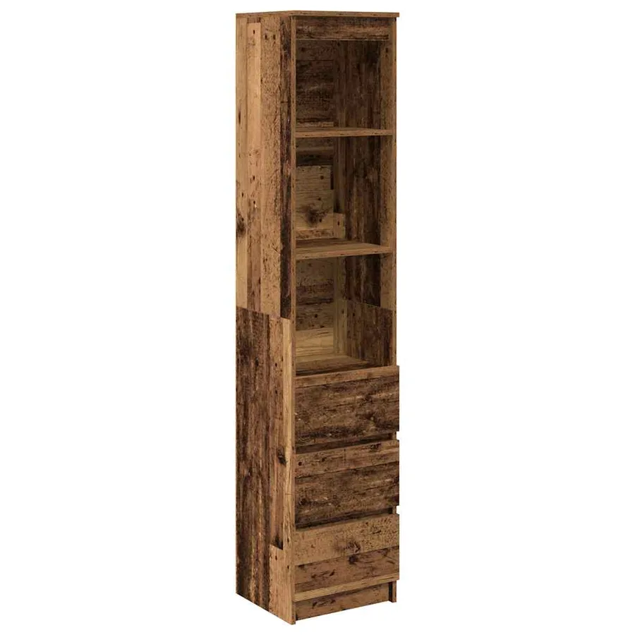 Buffet haut 37,5x35x180 cm vieux bois bois d'ingénierie - 2