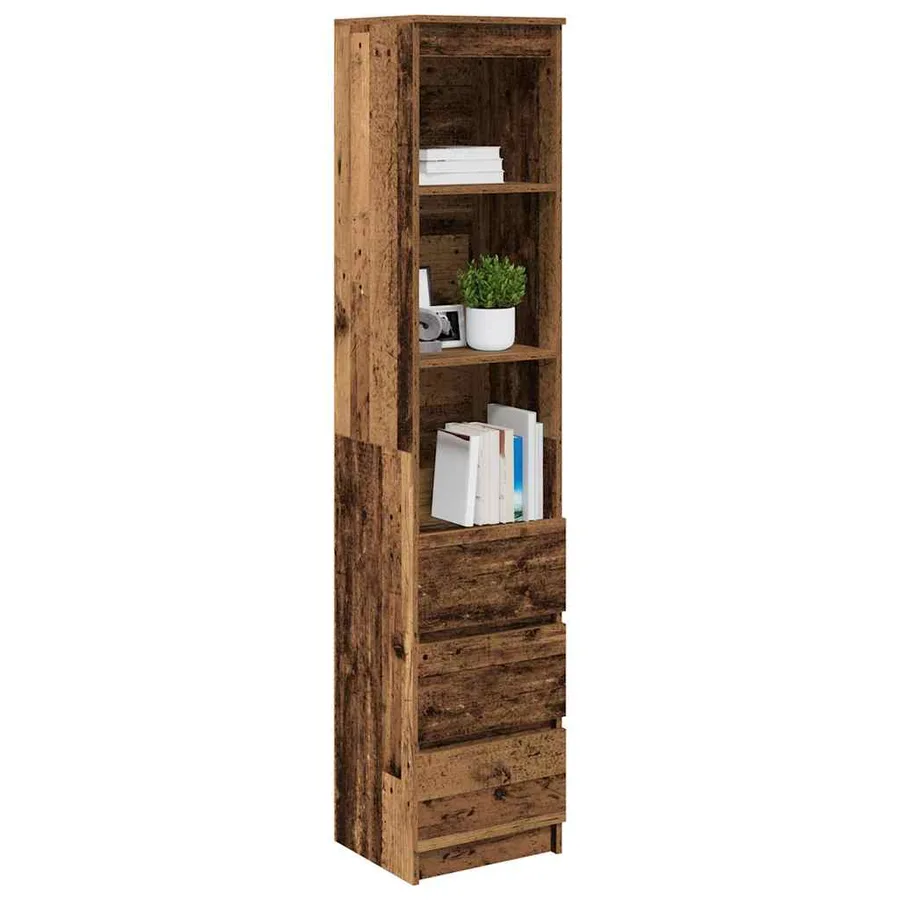 Buffet haut 37,5x35x180 cm vieux bois bois d'ingénierie - 4
