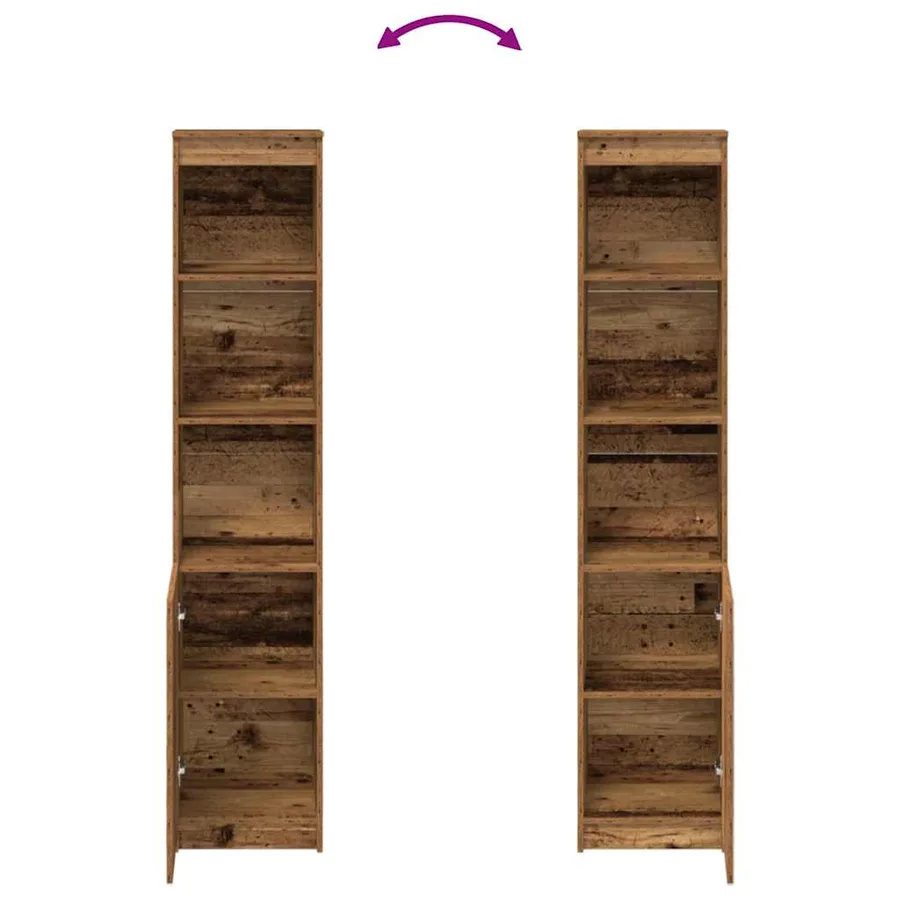 Buffet haut 37,5x35x180 cm vieux bois bois d'ingénierie - 8