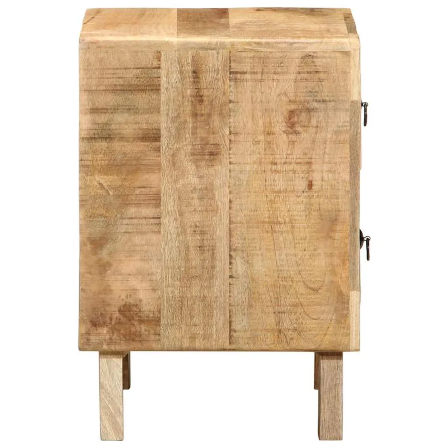 Table de chevet 40x32x46 cm bois de manguier massif brut - 3