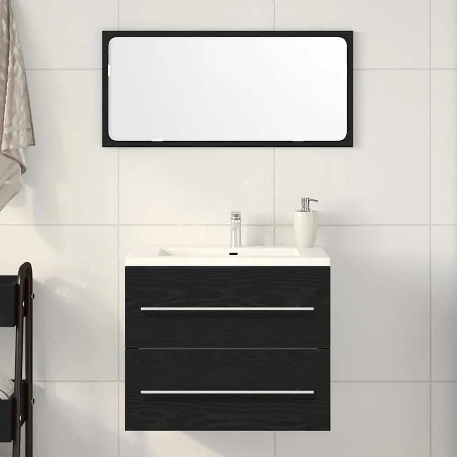 Meuble sous lavabo de salle de bain chêne noir 60x38,5x48 cm