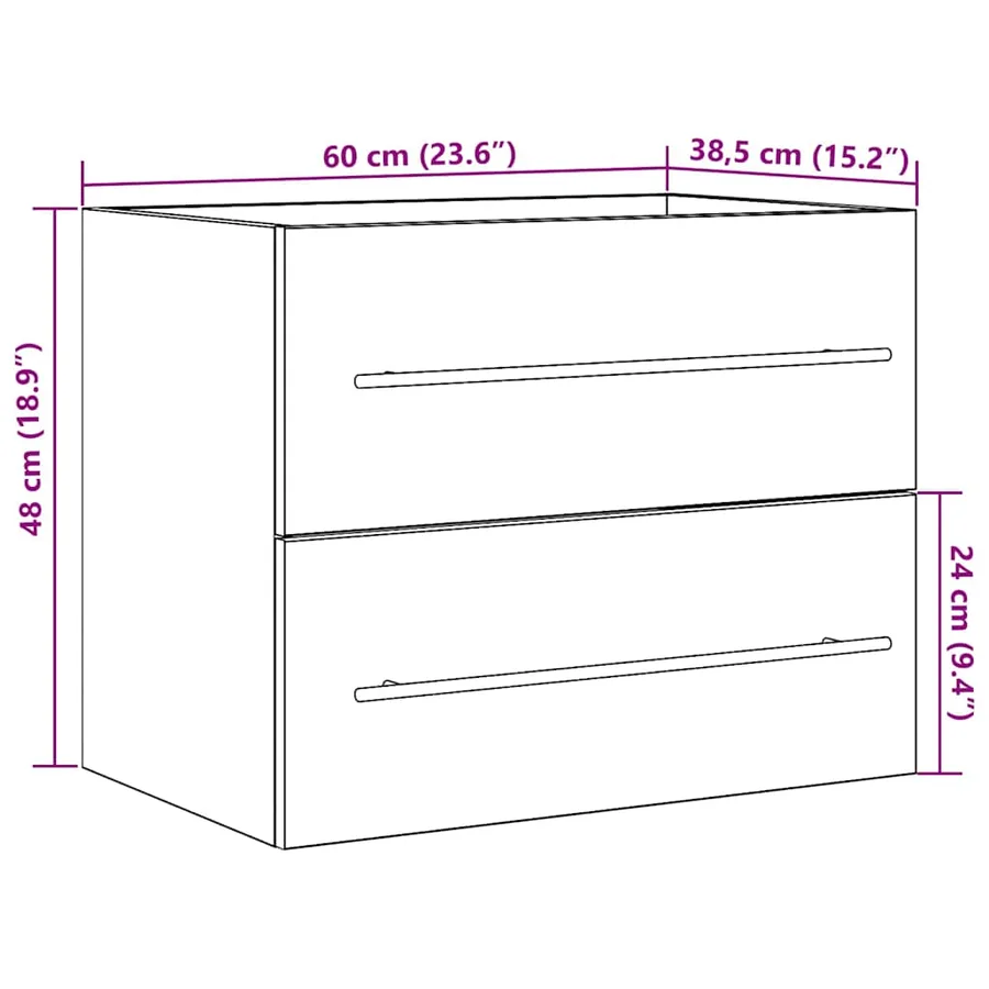 Meuble sous lavabo de salle de bain chêne noir 60x38,5x48 cm - 12