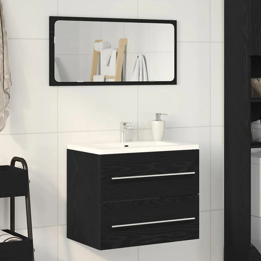 Meuble sous lavabo de salle de bain chêne noir 60x38,5x48 cm - 3