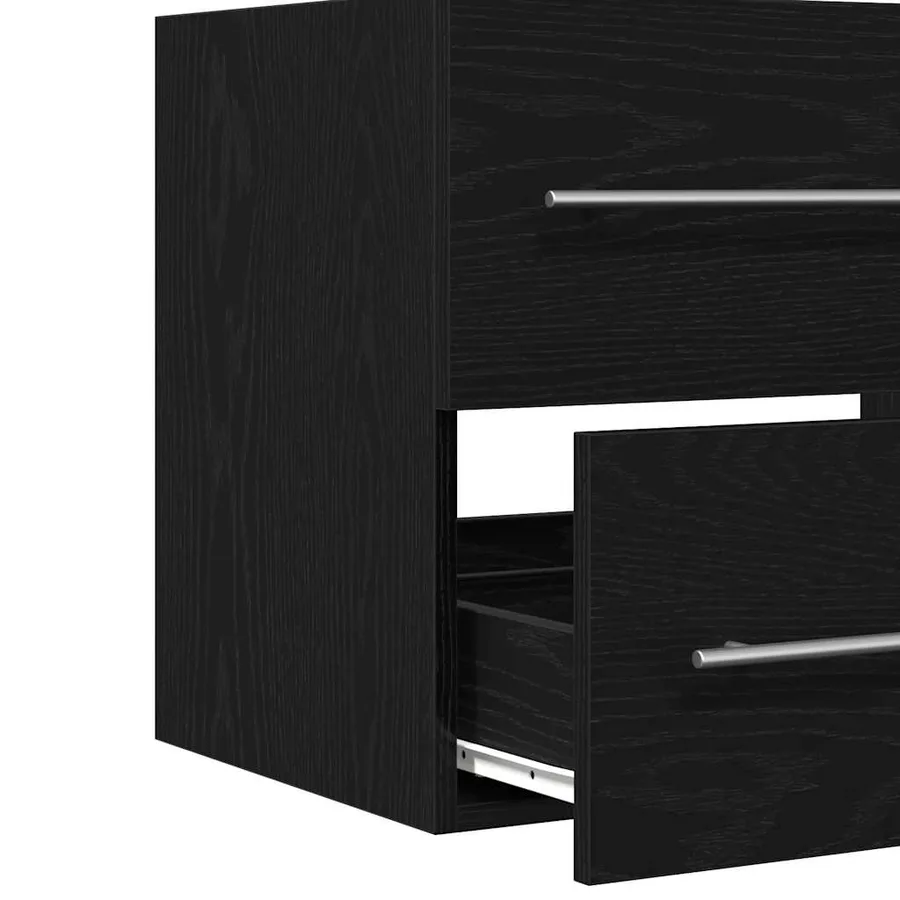 Meuble sous lavabo de salle de bain chêne noir 60x38,5x48 cm - 9