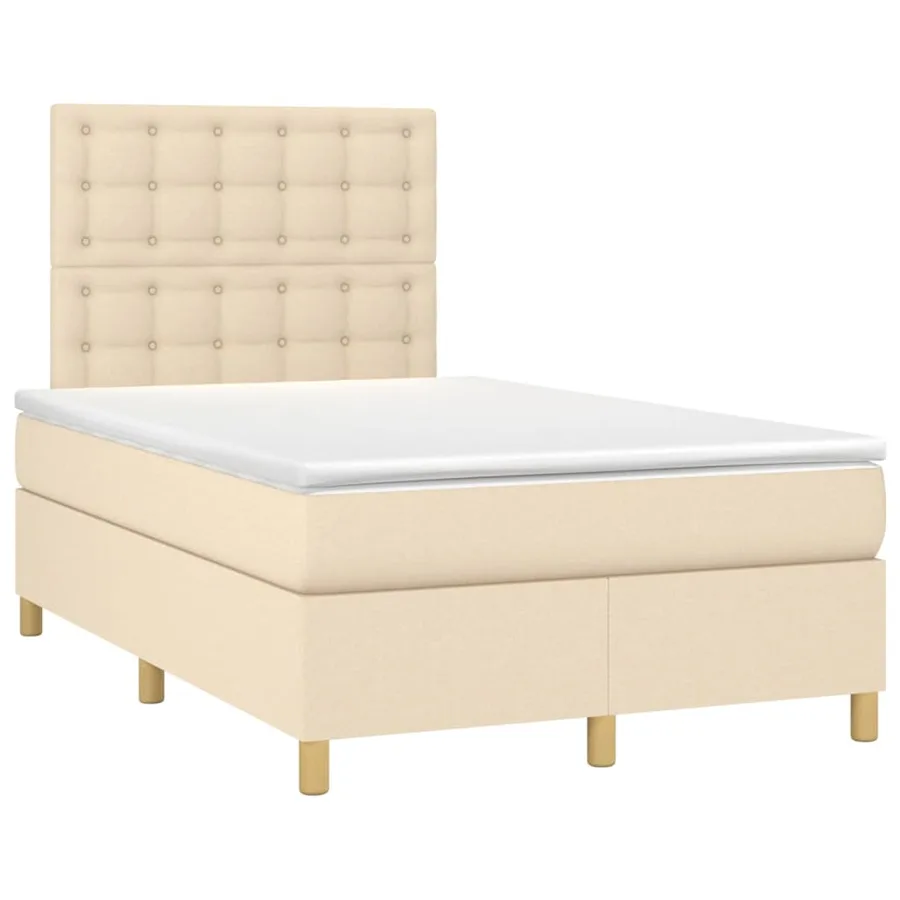 Sommier à lattes de lit avec matelas Crème 120x200 cm Tissu - 3