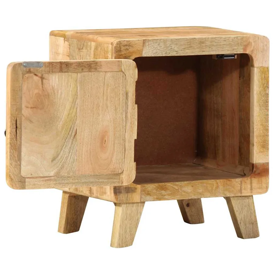 Table de chevet 40x32x46 cm bois de manguier massif brut - 5