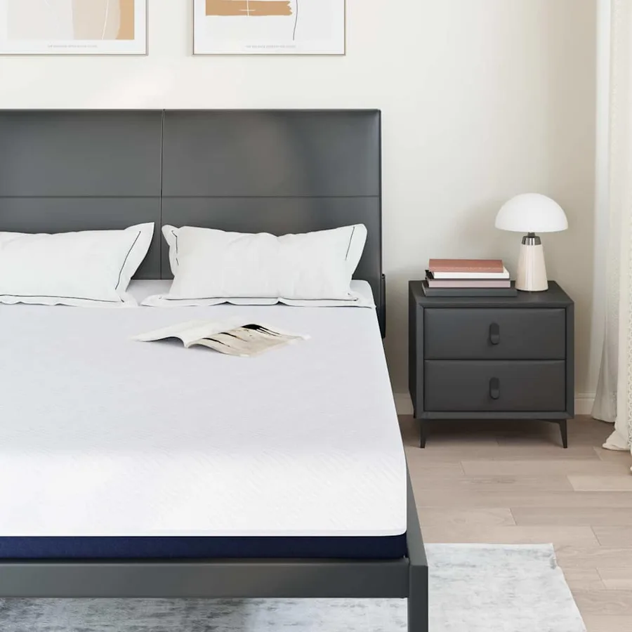 Matelas Blanc et Bleu 160 x 200 cm Tissu jacquard - 3