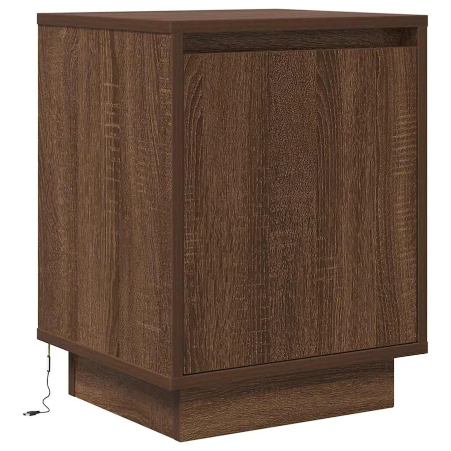 Table de chevet avec lumières LED chêne marron 38x34x50 cm - 3