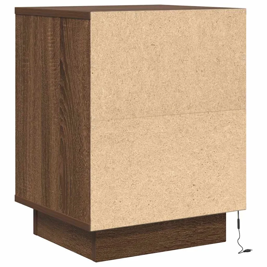 Table de chevet avec lumières LED chêne marron 38x34x50 cm - 8