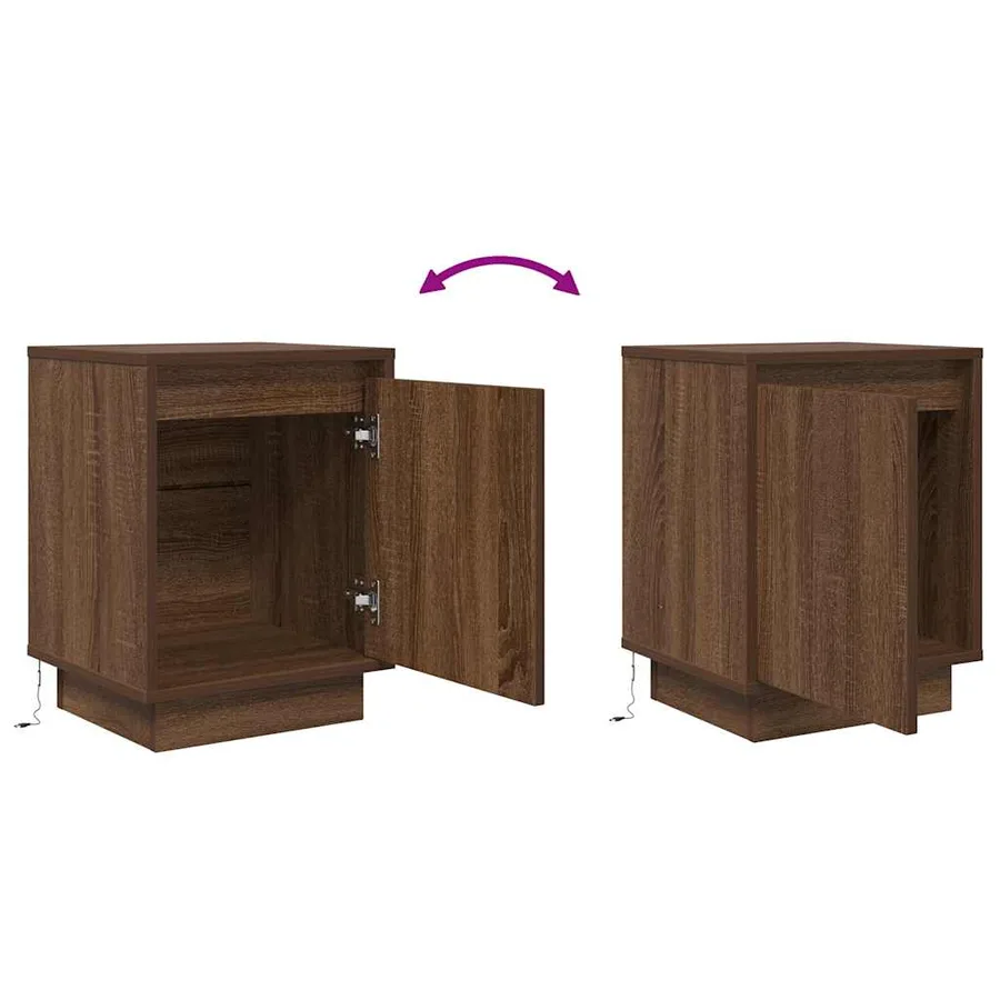 Table de chevet avec lumières LED chêne marron 38x34x50 cm - 9