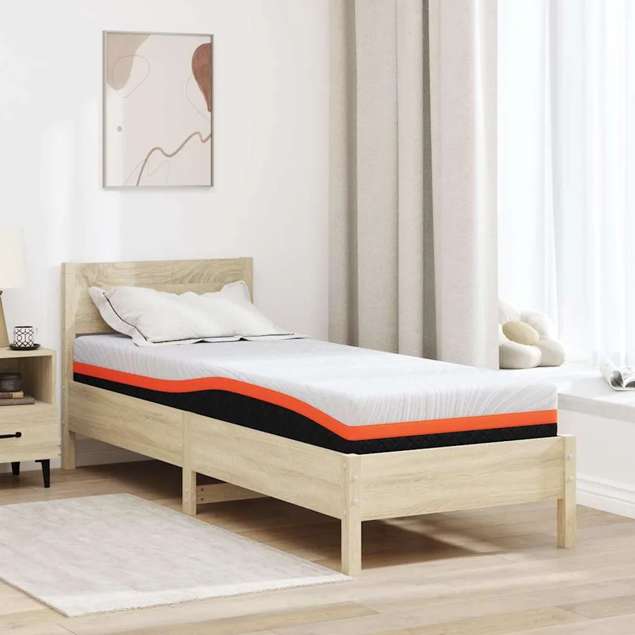 Matelas Blanc et Noir 80 x 200 cm Tissu jacquard