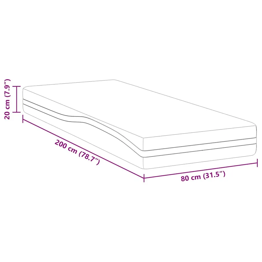 Matelas Blanc et Noir 80 x 200 cm Tissu jacquard - 11