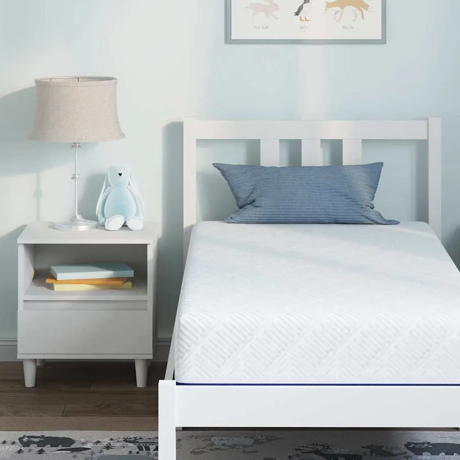 Matelas Blanc et Bleu 80 x 160 cm Tissu jacquard - 7