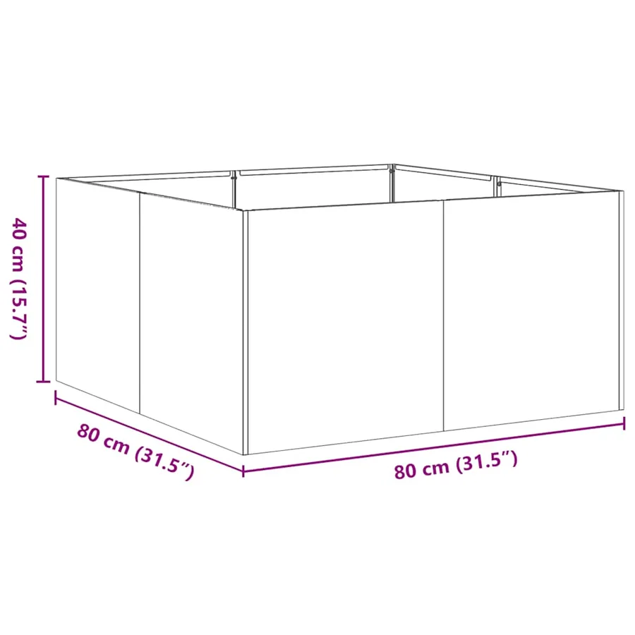 Jardinière 80x80x40 cm acier galvanisé - 10