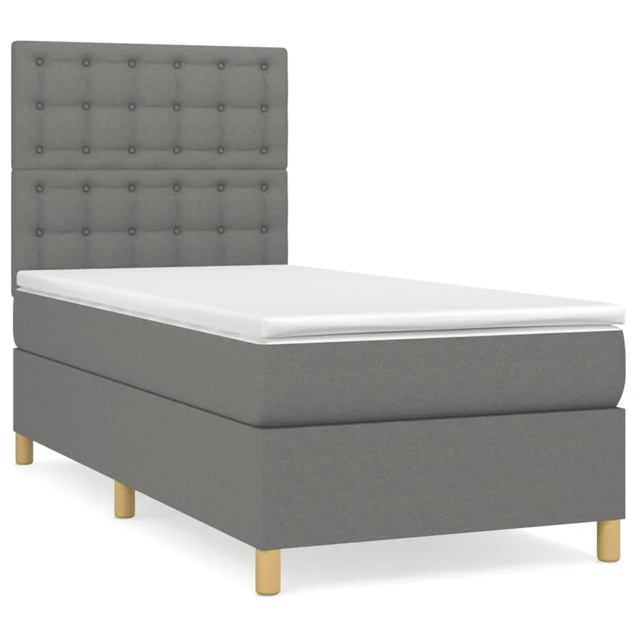 Sommier à lattes de lit avec matelas Gris foncé 80x200 cm Tissu - 2