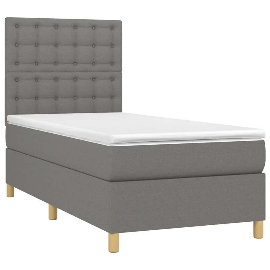 Sommier à lattes de lit avec matelas Gris foncé 80x200 cm Tissu - 3