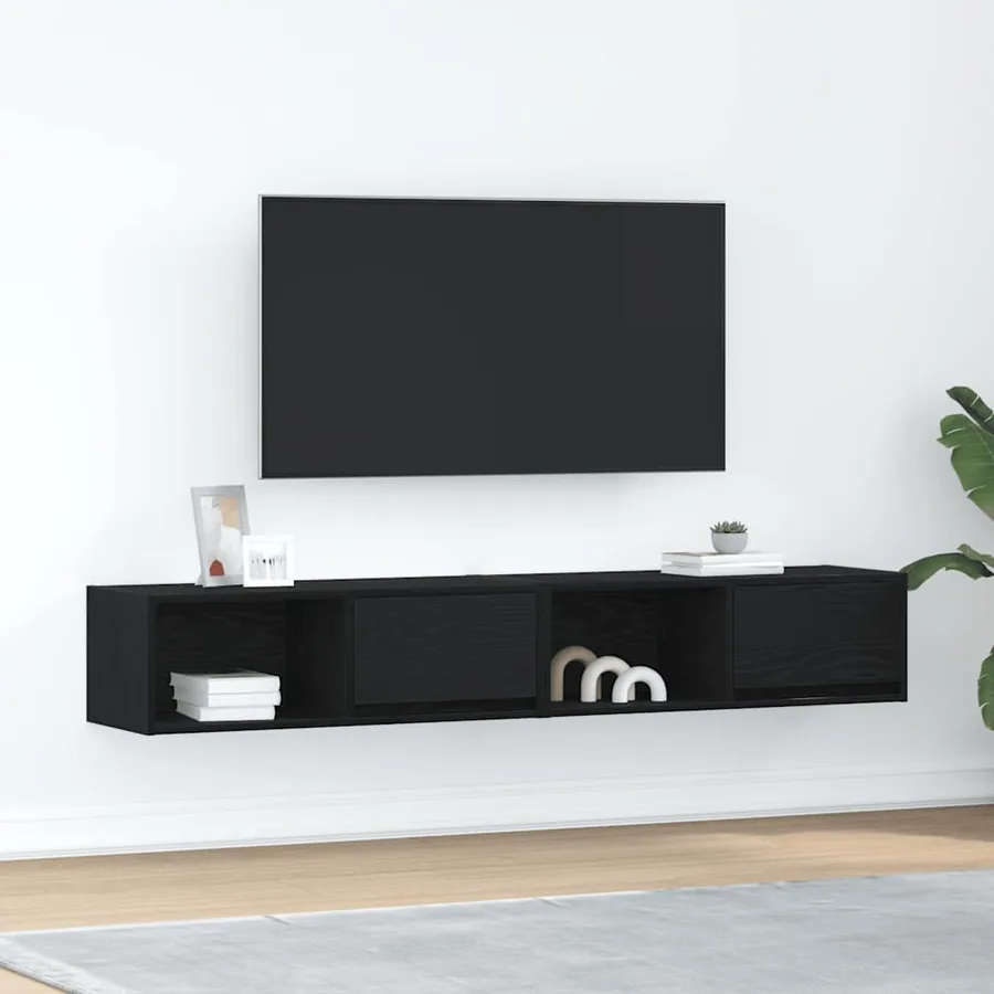 Meuble TV 2 pcs chêne noir 80x31x25,5 cm bois d'ingénierie