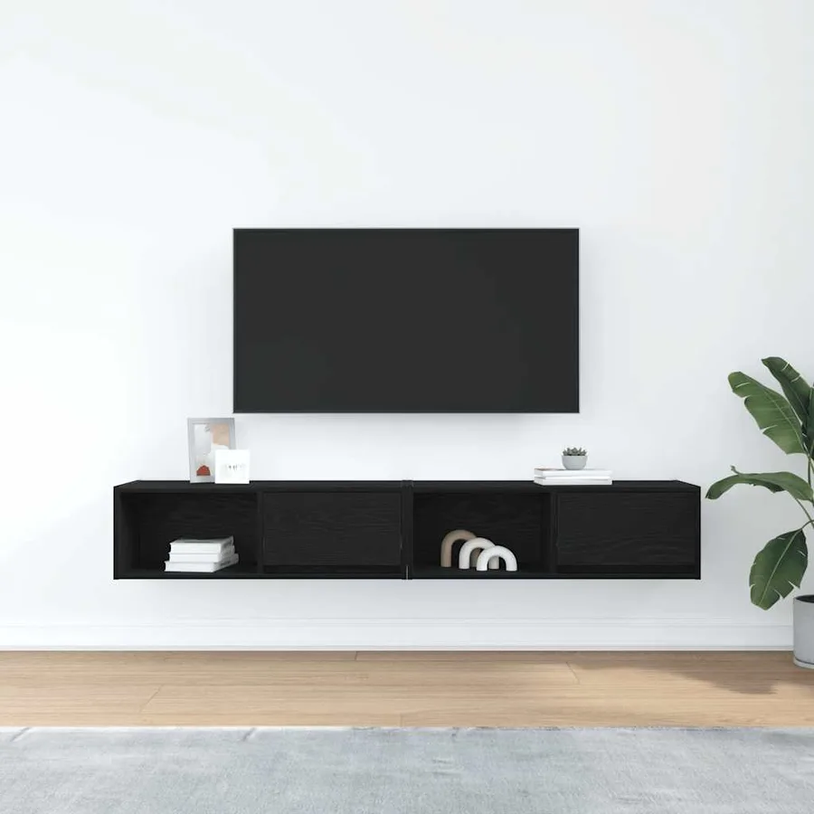 Meuble TV 2 pcs chêne noir 80x31x25,5 cm bois d'ingénierie - 3
