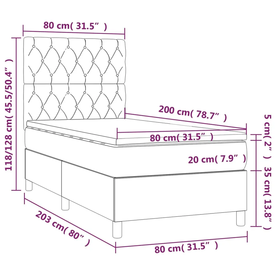 Sommier à lattes de lit avec matelas Bleu 80x200 cm Tissu - 6