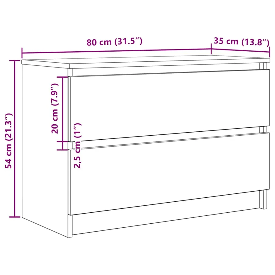 Meuble TV chêne fumé 80x35x54 cm bois d'ingénierie - 12