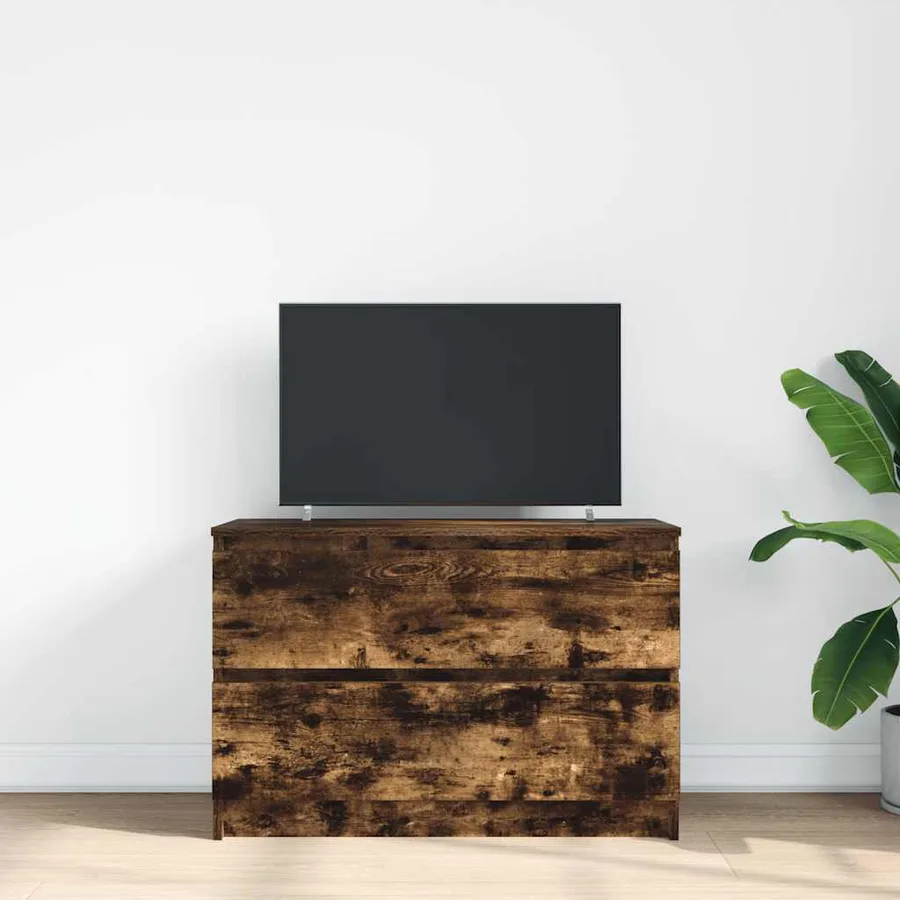 Meuble TV chêne fumé 80x35x54 cm bois d'ingénierie - 3