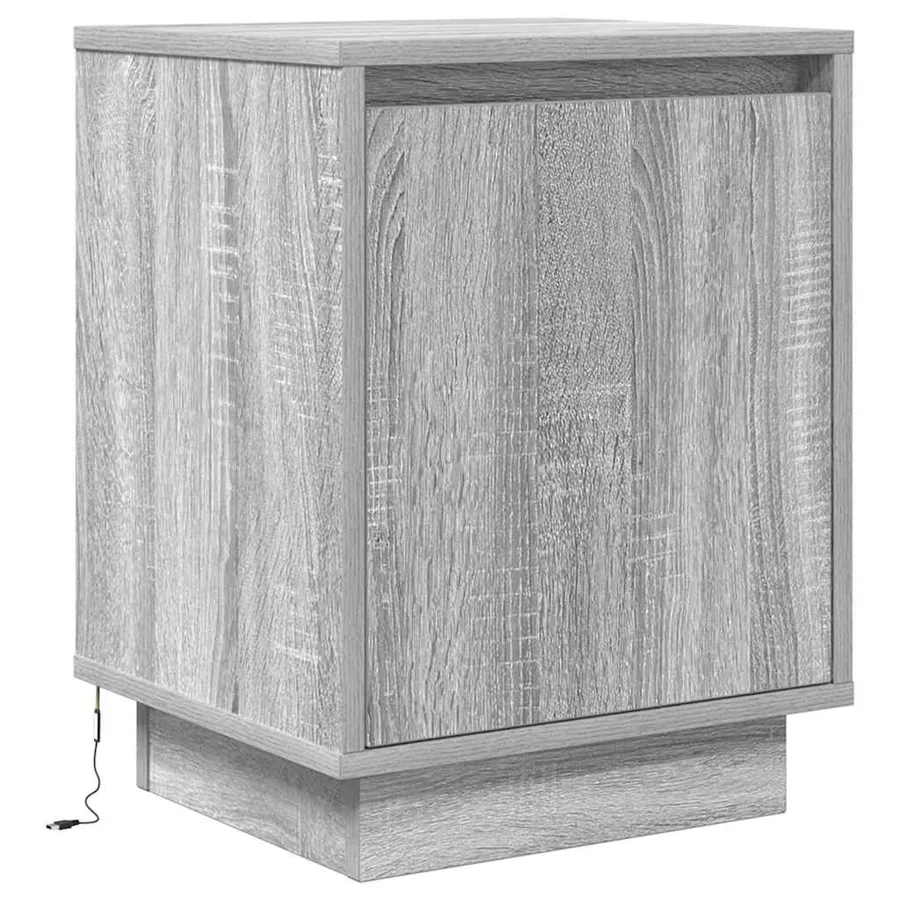 Table de chevet avec lumières LED sonoma gris 38x34x50 cm - 3