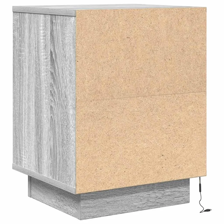 Tables de chevet avec lumières LED 2pcs sonoma gris 38x34x50 cm - 11