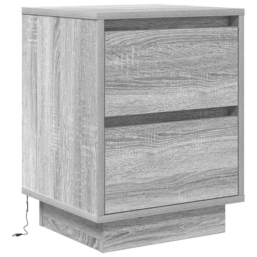 Tables de chevet avec lumières LED 2pcs sonoma gris 38x34x50 cm - 7