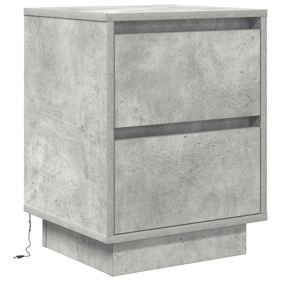 Table de chevet avec lumières LED gris béton 38x34x50 cm - 3