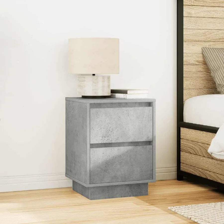 Table de chevet avec lumières LED gris béton 38x34x50 cm - 4
