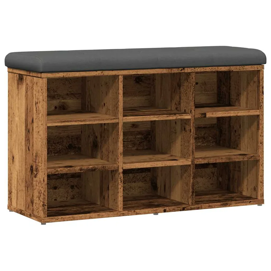 Banc à chaussures vieux bois 82x32x50 cm bois d'ingénierie - 2