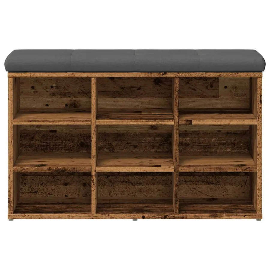 Banc à chaussures vieux bois 82x32x50 cm bois d'ingénierie - 3