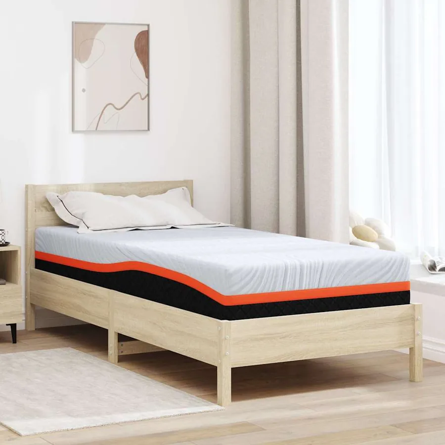 Matelas Blanc et Gris 90 x 190 cm Tissu jacquard