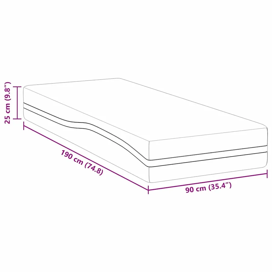 Matelas Blanc et Gris 90 x 190 cm Tissu jacquard - 11
