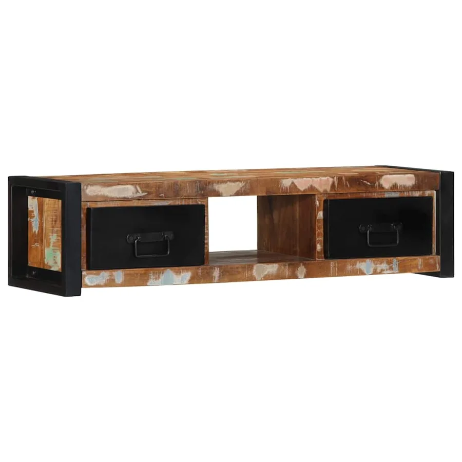 Meuble TV 100x30x25 cm Bois de récupération solide - 12